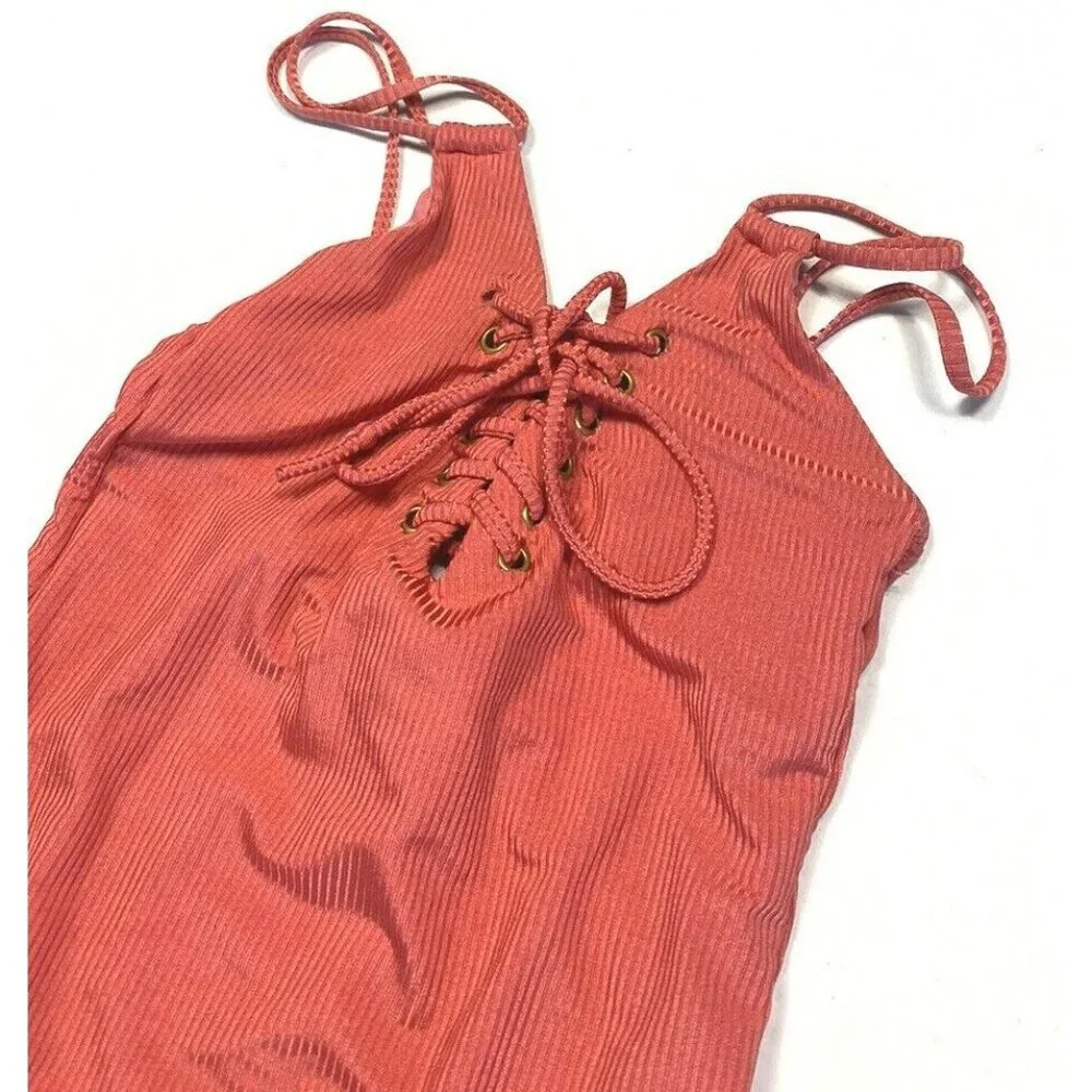 Hula Honey S Pink Lace Up Swimsuit One Piece